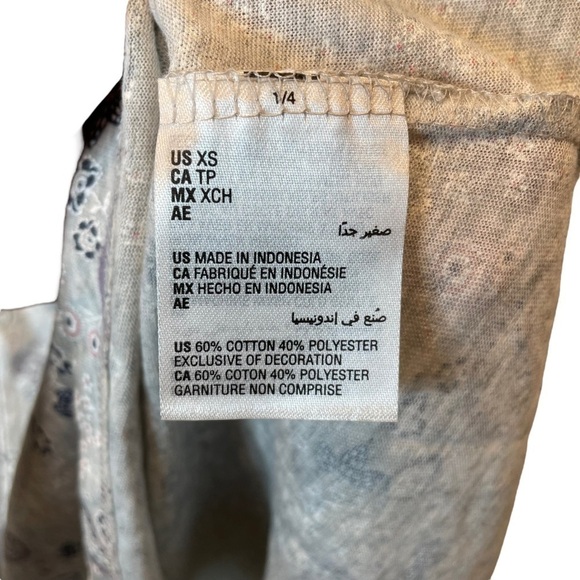 Charter Club Macy's Short Sleeve Cotton Essentials Chemise Grey Paisley XS New - Picture 6 of 7